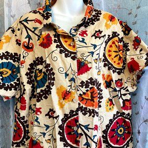 New 4X Emery Rose Cotton Button Down Shirt Top